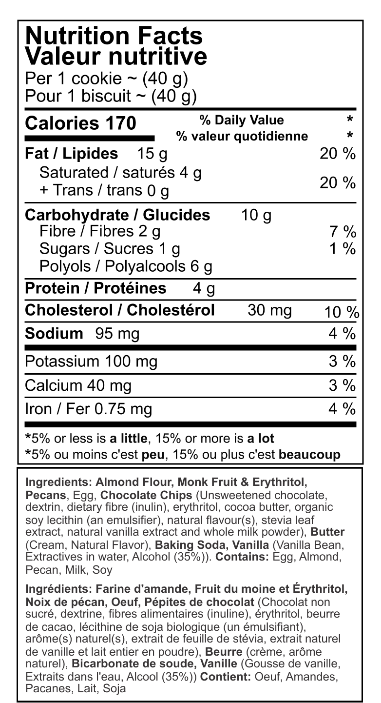 Biscuits faits maison aux pépites de chocolat KETO PECAN - Faible teneur en glucides, sans sucre et sans gluten