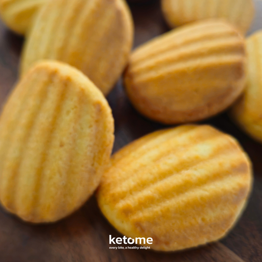 Close-up of round, golden-brown cookies with a blurred background