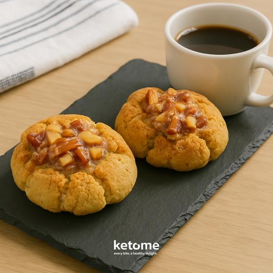 Delicious crumbly butternut cookies with crunchy topping on a wooden surface.