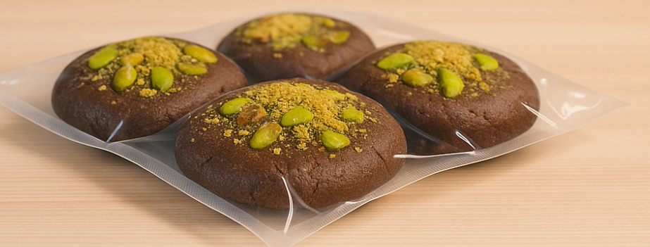 Delicious homemade cookies topped with nuts, raisins, and candied fruits on a slate plate.