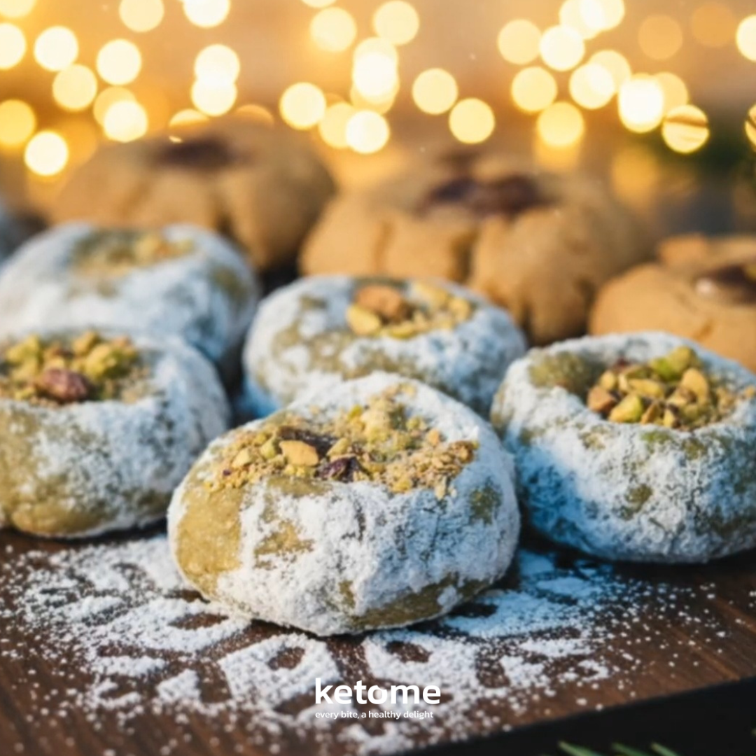Keto pistachio low-xarb, gluten-free, sugar-free cookies